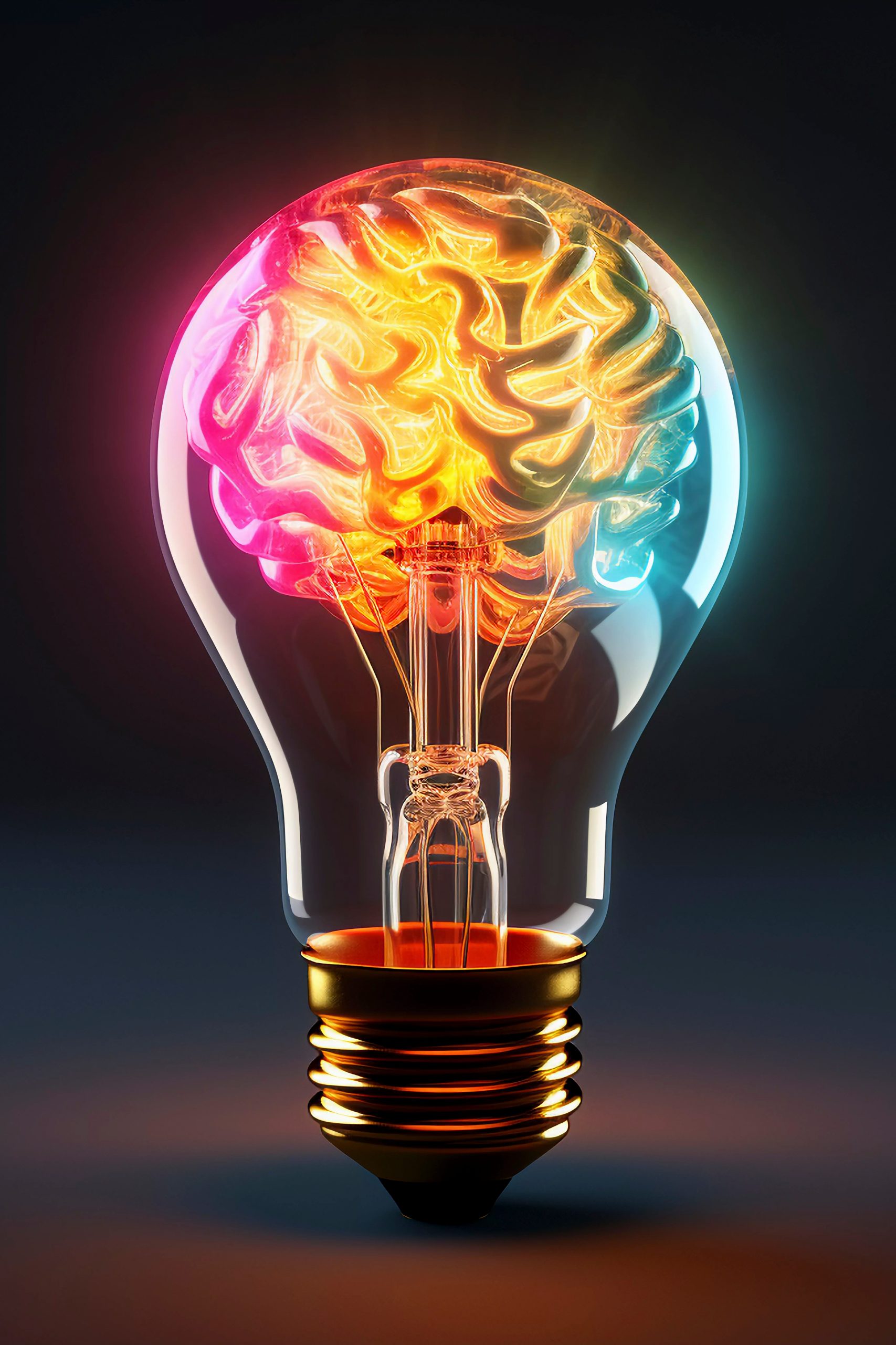 brain inside bulb concept image