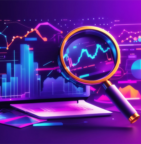 graphs and magnifying glasses SEO concept image