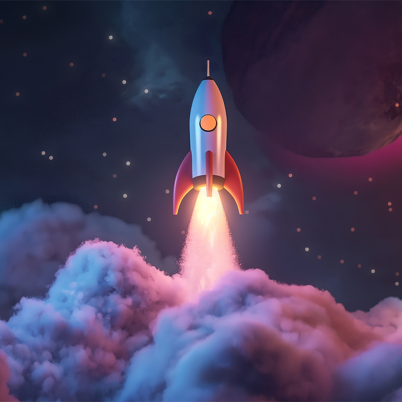 rocket launch animated 3d image