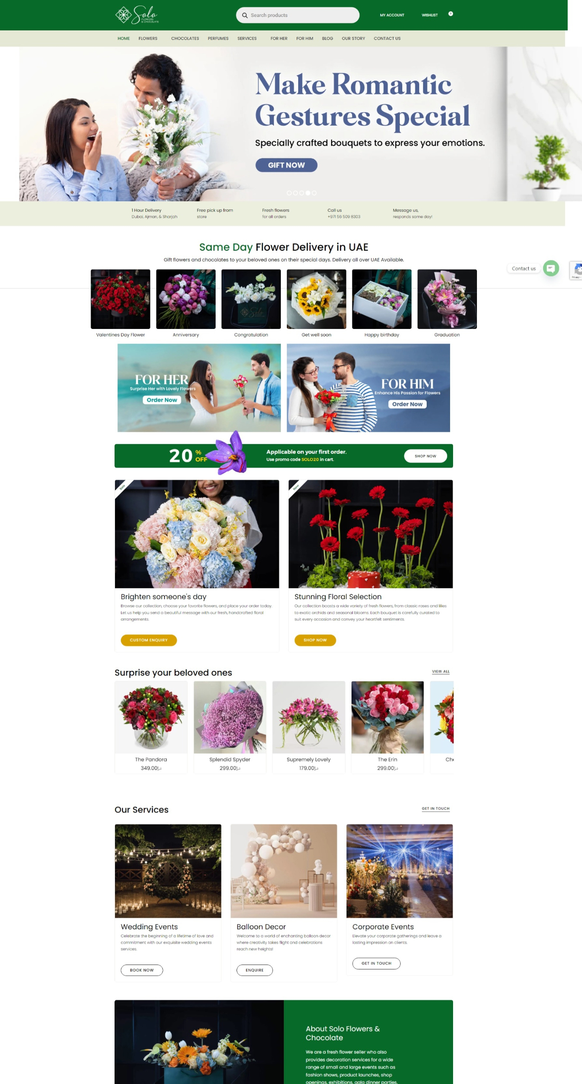 Solo flowers website screenshot