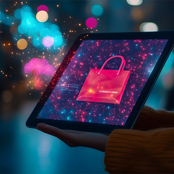 hands holding digital tablet showing flash sale