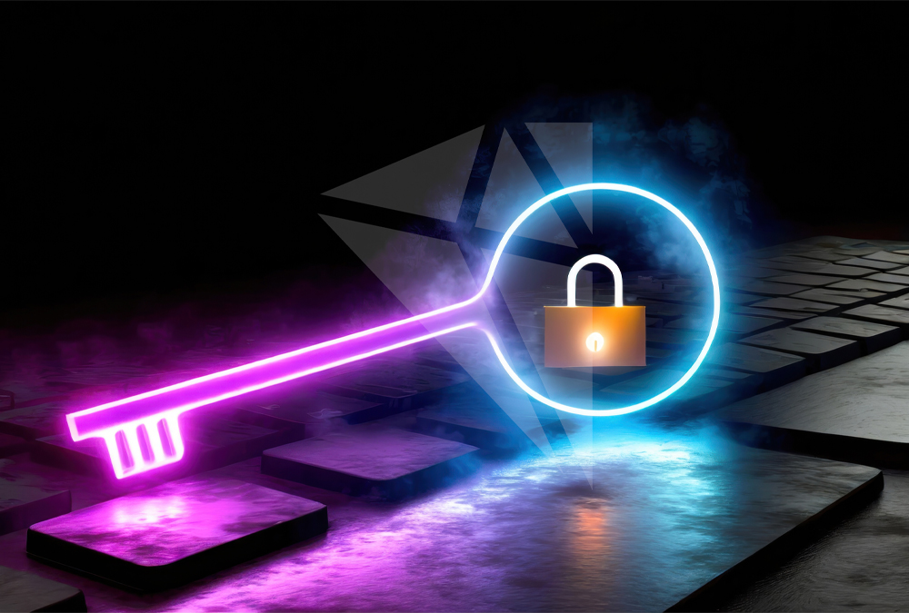 house key shaped neon light