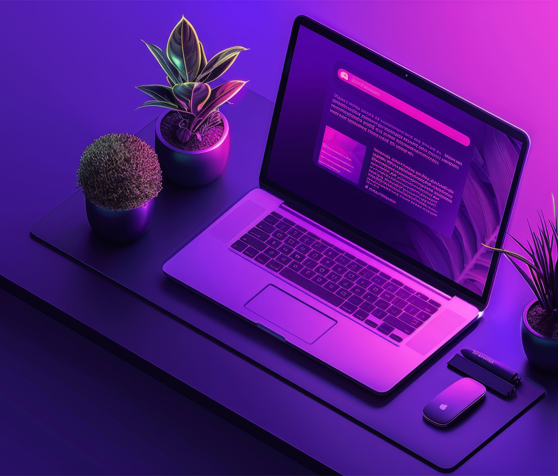 laptop and indoor plants on a desk