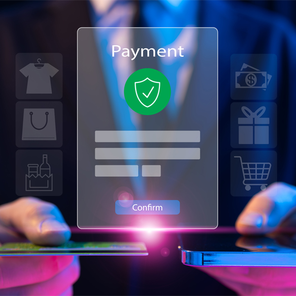 man transferring money from one smartphone to another