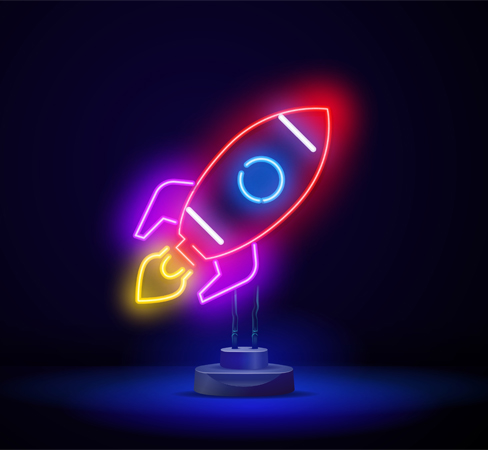 neon light resembling rocket